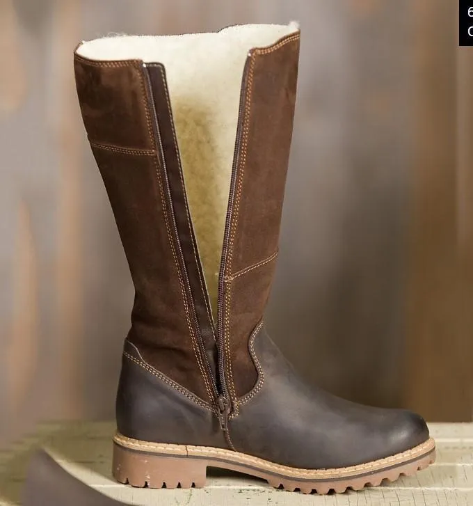 Chicvane New Retro British Stylish Zipper Closure Chunky Heel Knee High Boots
