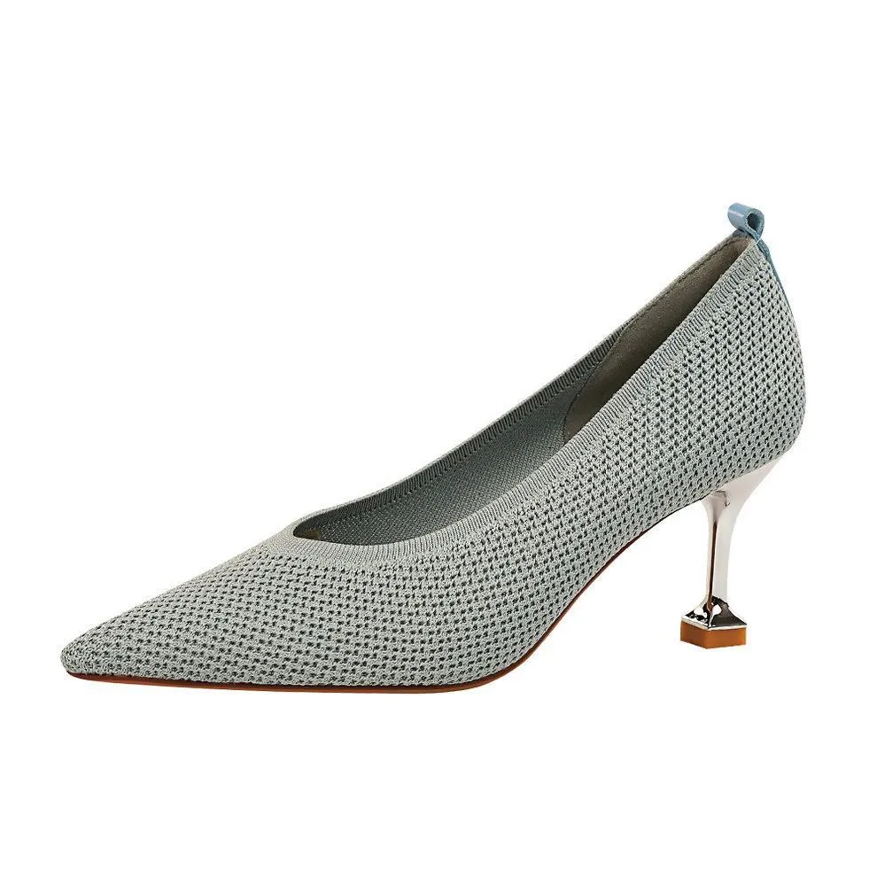 Chicvane Women's Mesh Stiletto Heels Pointed Toe Pump Shoes