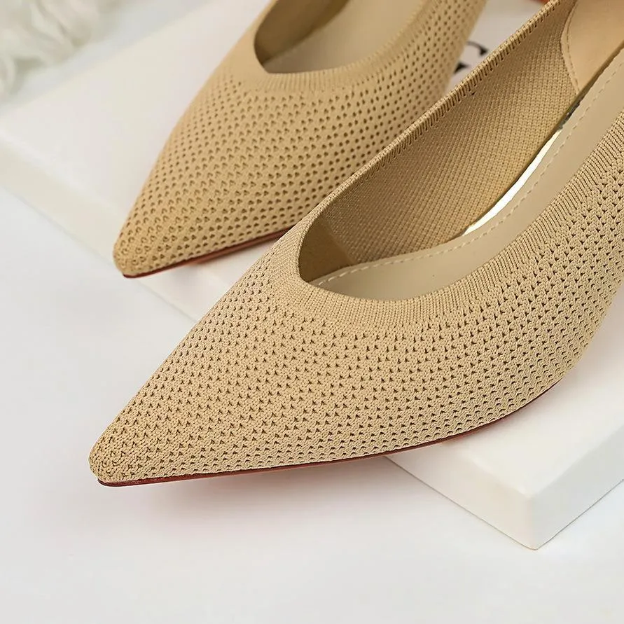 Chicvane Women's Mesh Stiletto Heels Pointed Toe Pump Shoes