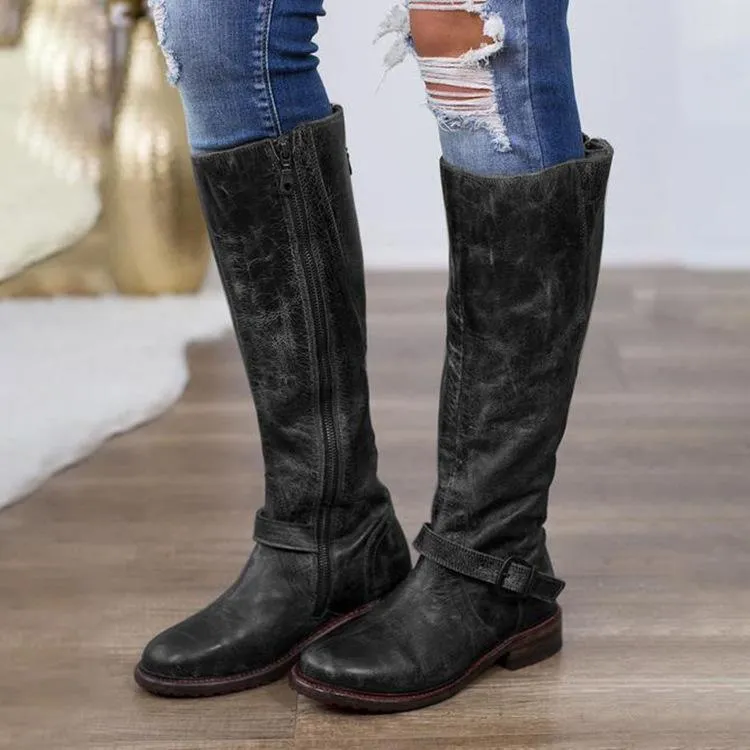 Chicvane Women's Retro British Stylish Zipper Closure Chunky Heel Ankle Boots