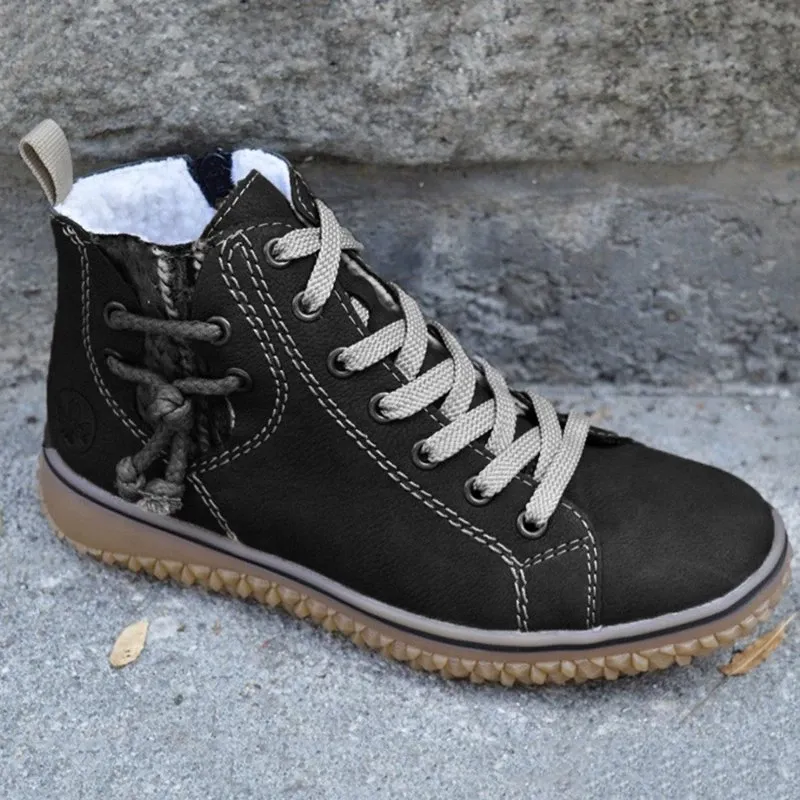 Chicvane Women's Winter Ankle Martin boots Lace Up Anti-Slip Cotton Lined Ankle Boots