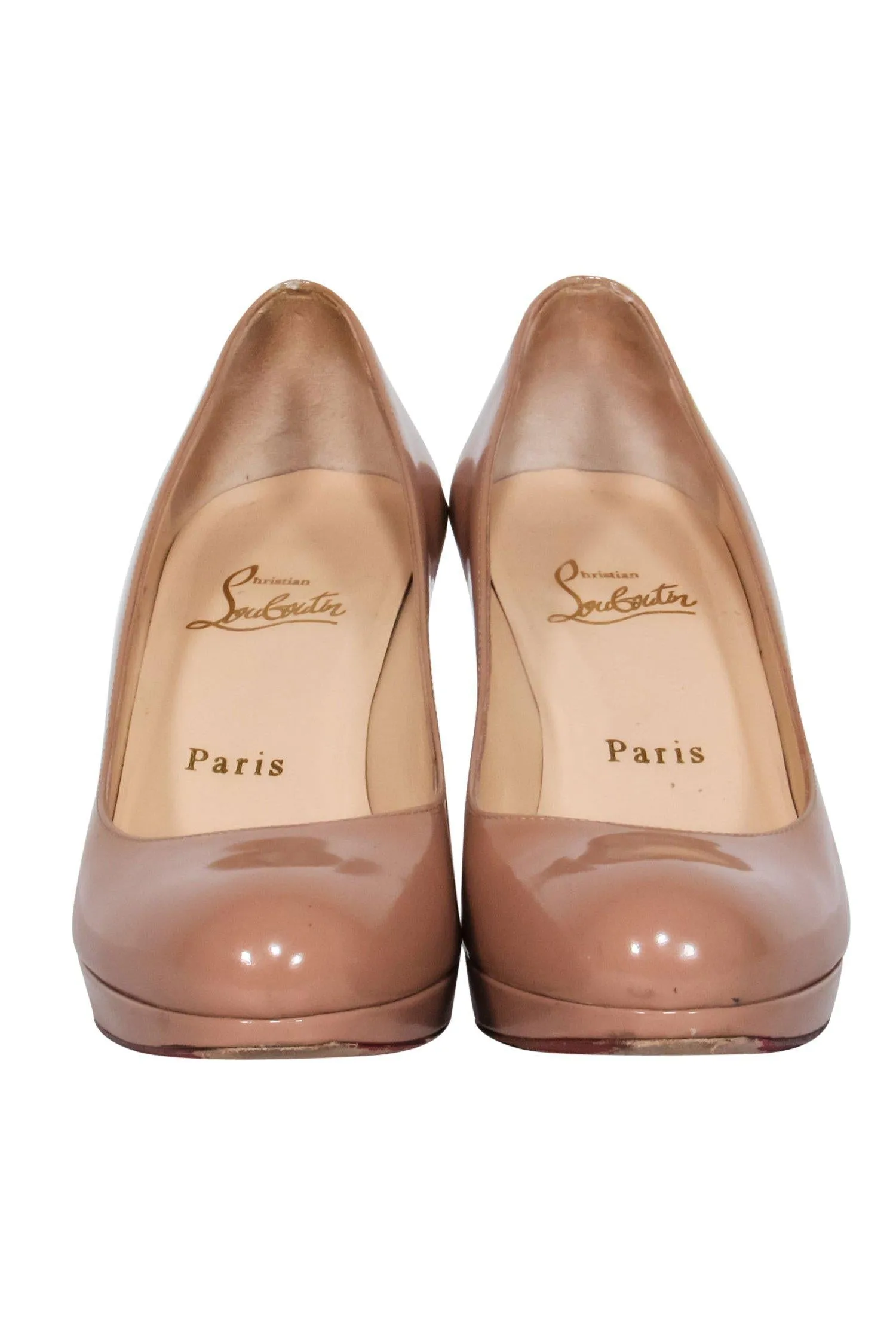 Christian Louboutin - Nude Patent Leather Round Toe Heels Sz 6.5