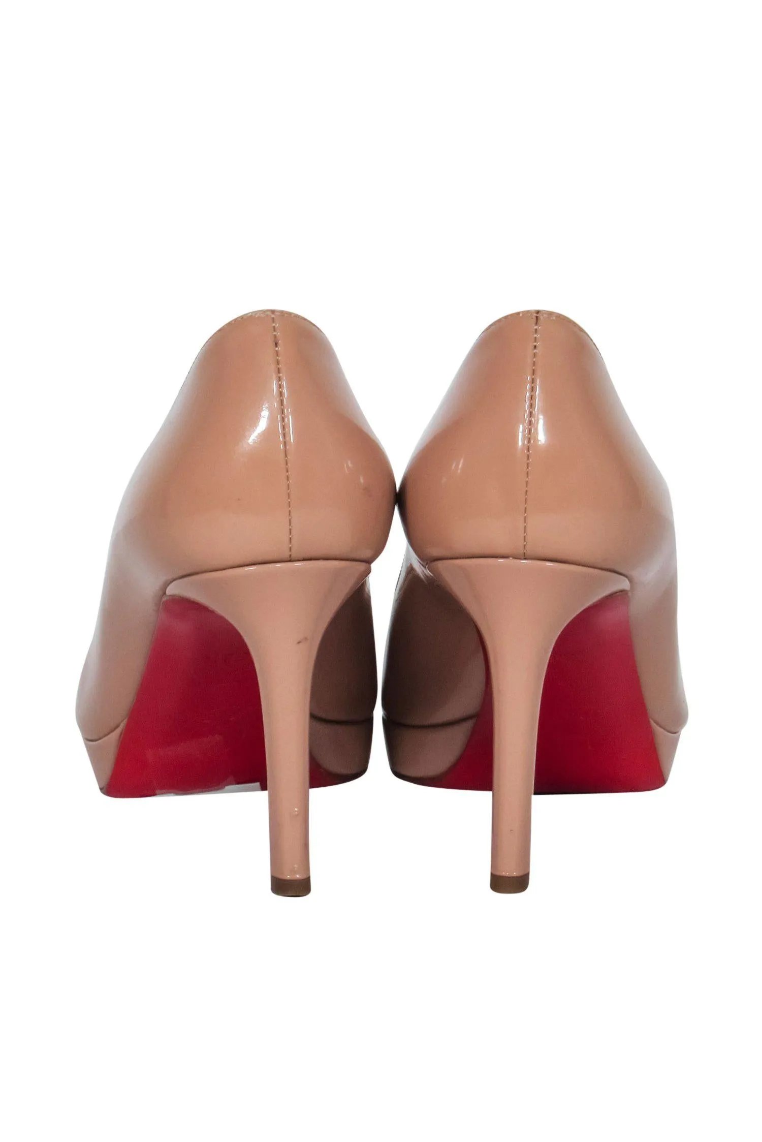 Christian Louboutin - Nude Patent Leather Round Toe Heels Sz 6.5