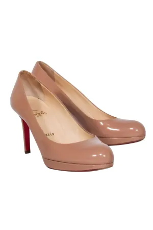 Christian Louboutin - Nude Patent Leather Round Toe Heels Sz 6.5