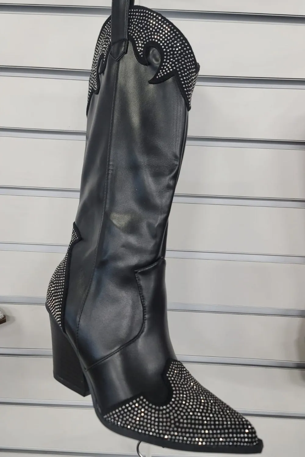 Chunky Heel Rhinestone Western Cowboy Boots (Online Only)