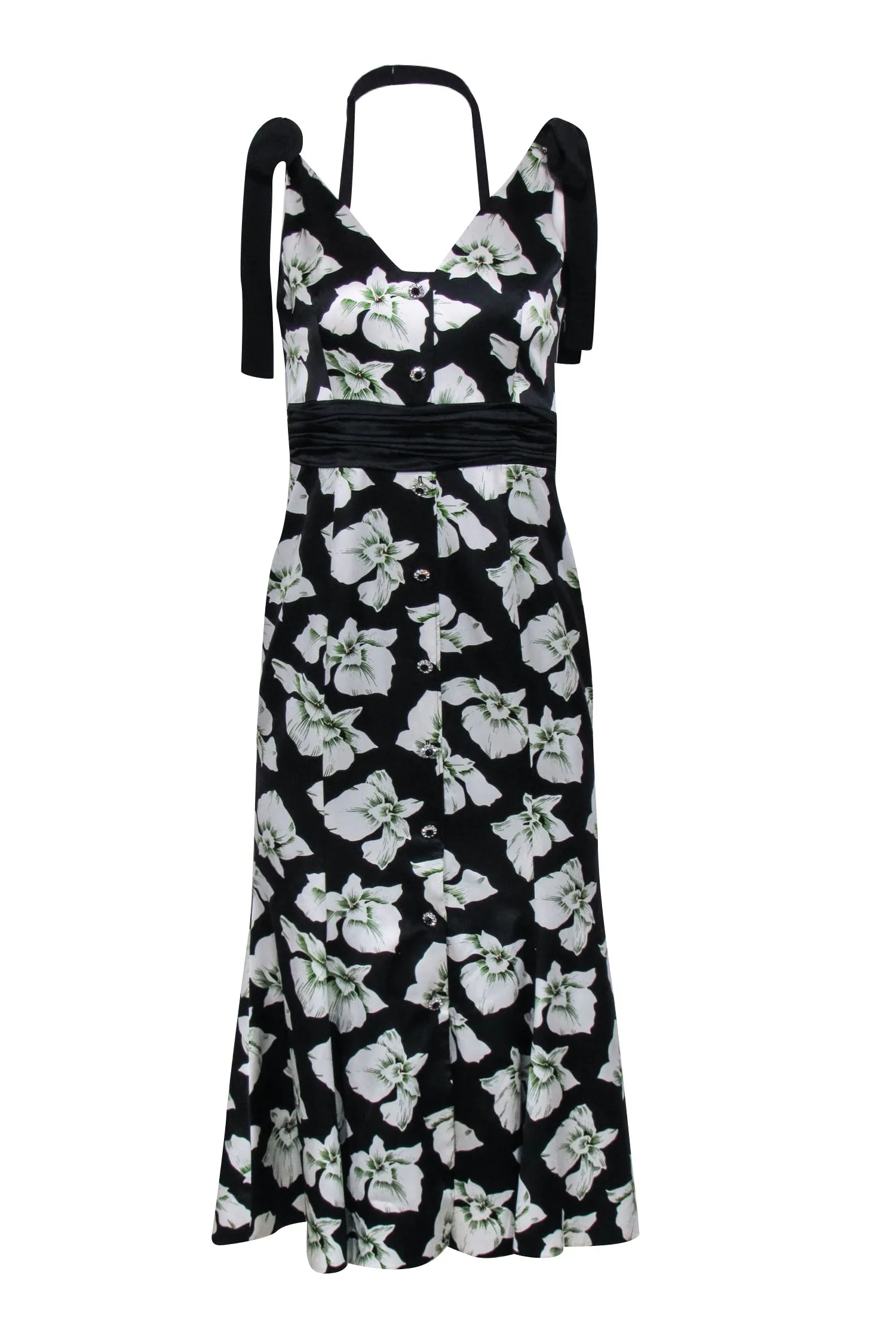 Cinq a Sept - Black w/ White Floral Print Silk Mermaid Dress Sz 4