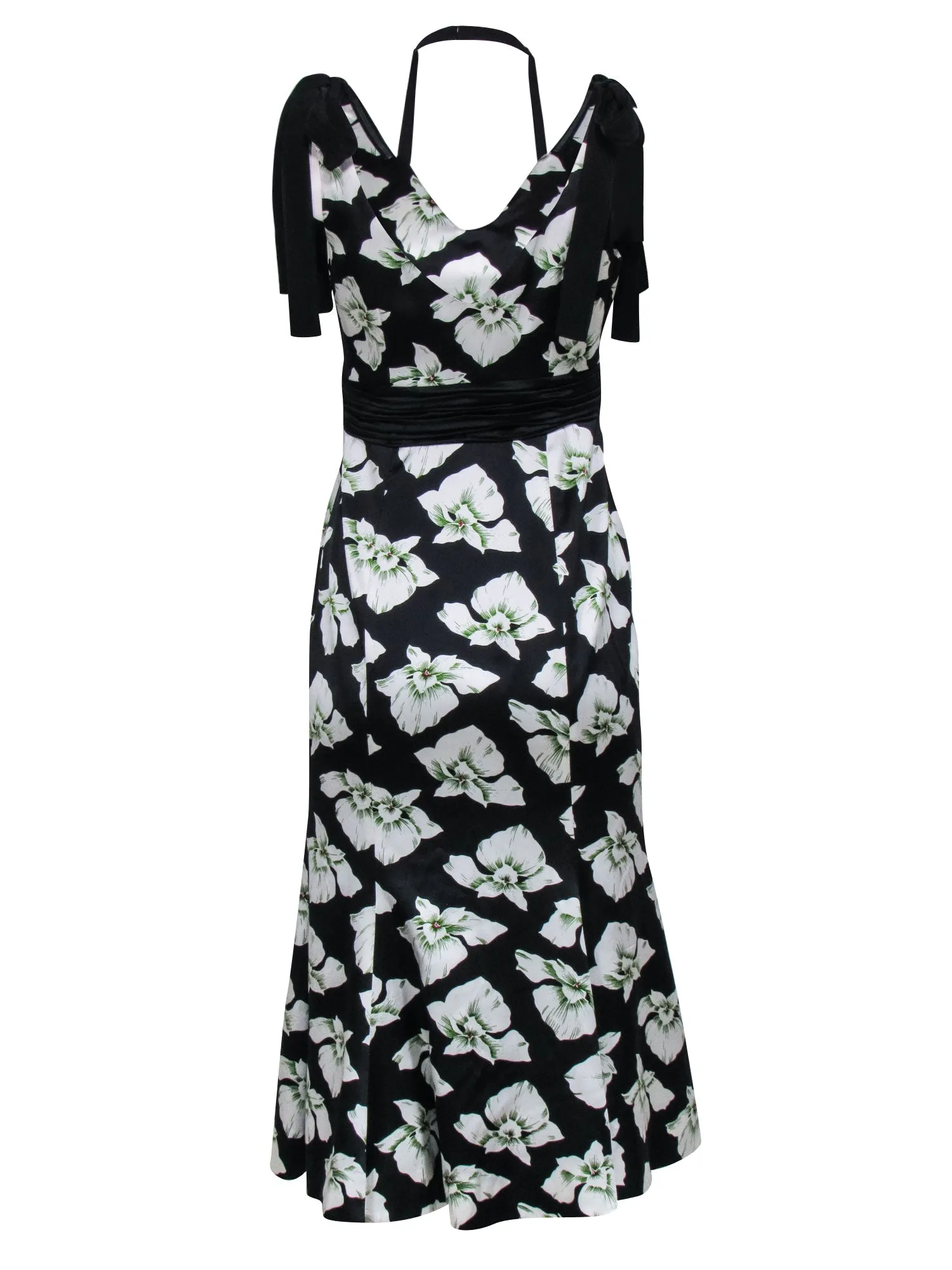 Cinq a Sept - Black w/ White Floral Print Silk Mermaid Dress Sz 4