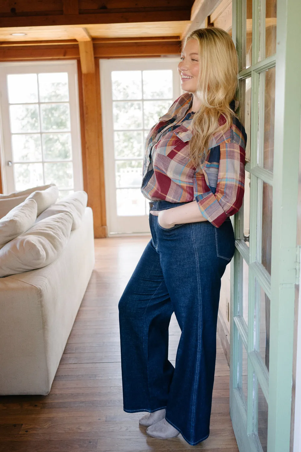 Claire High Rise Tummy Control Retro Wide Leg Jeans - PLUS