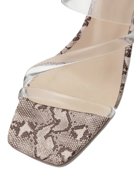 Clear Vinyl Multi Strap Wedge Mule