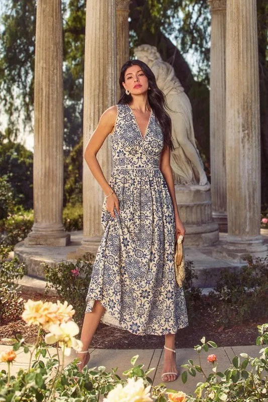 Coastal Mosaic Sleeveless Maxi Dress