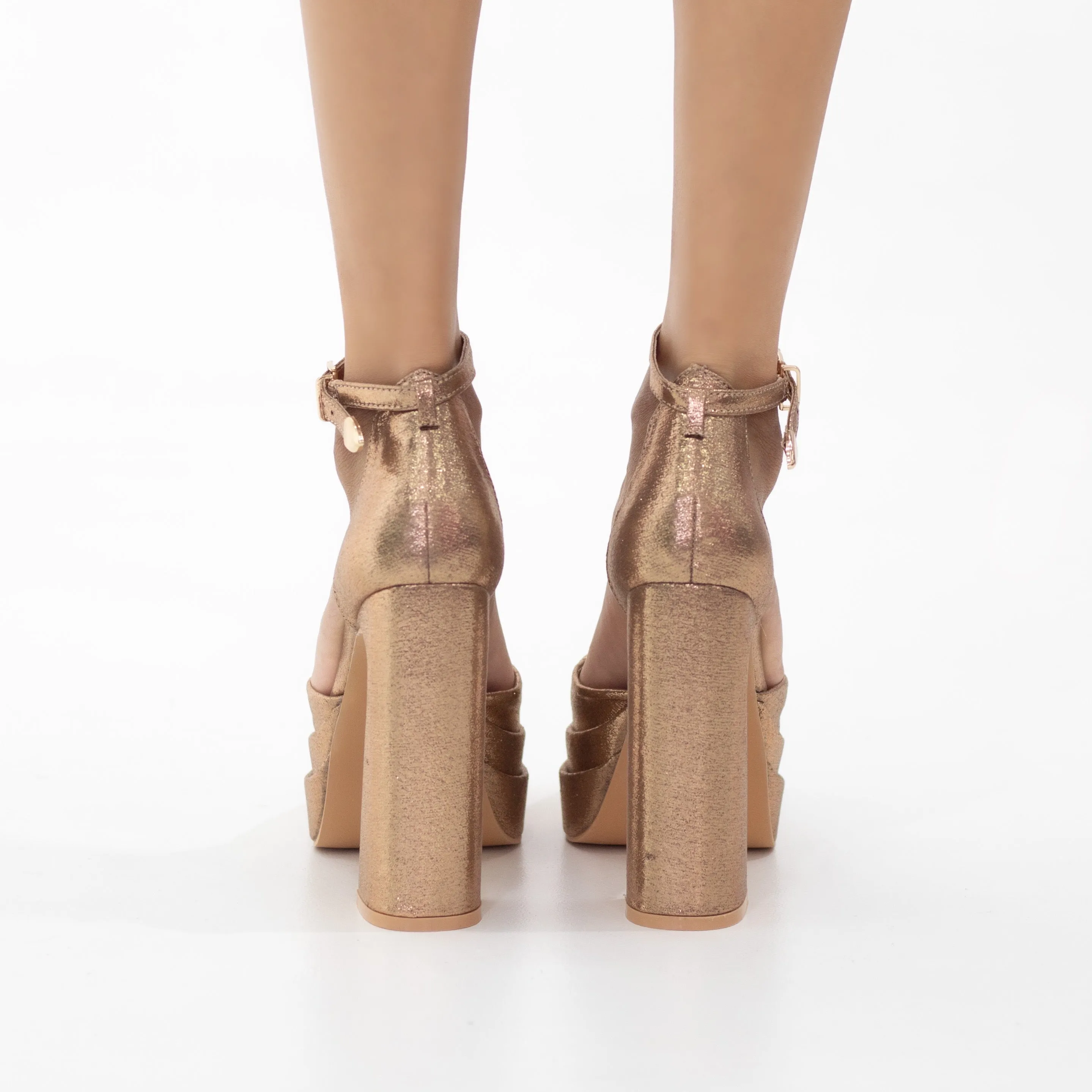 Coney 13.5cm platform heel Funky one band ankle strap pointy champagne
