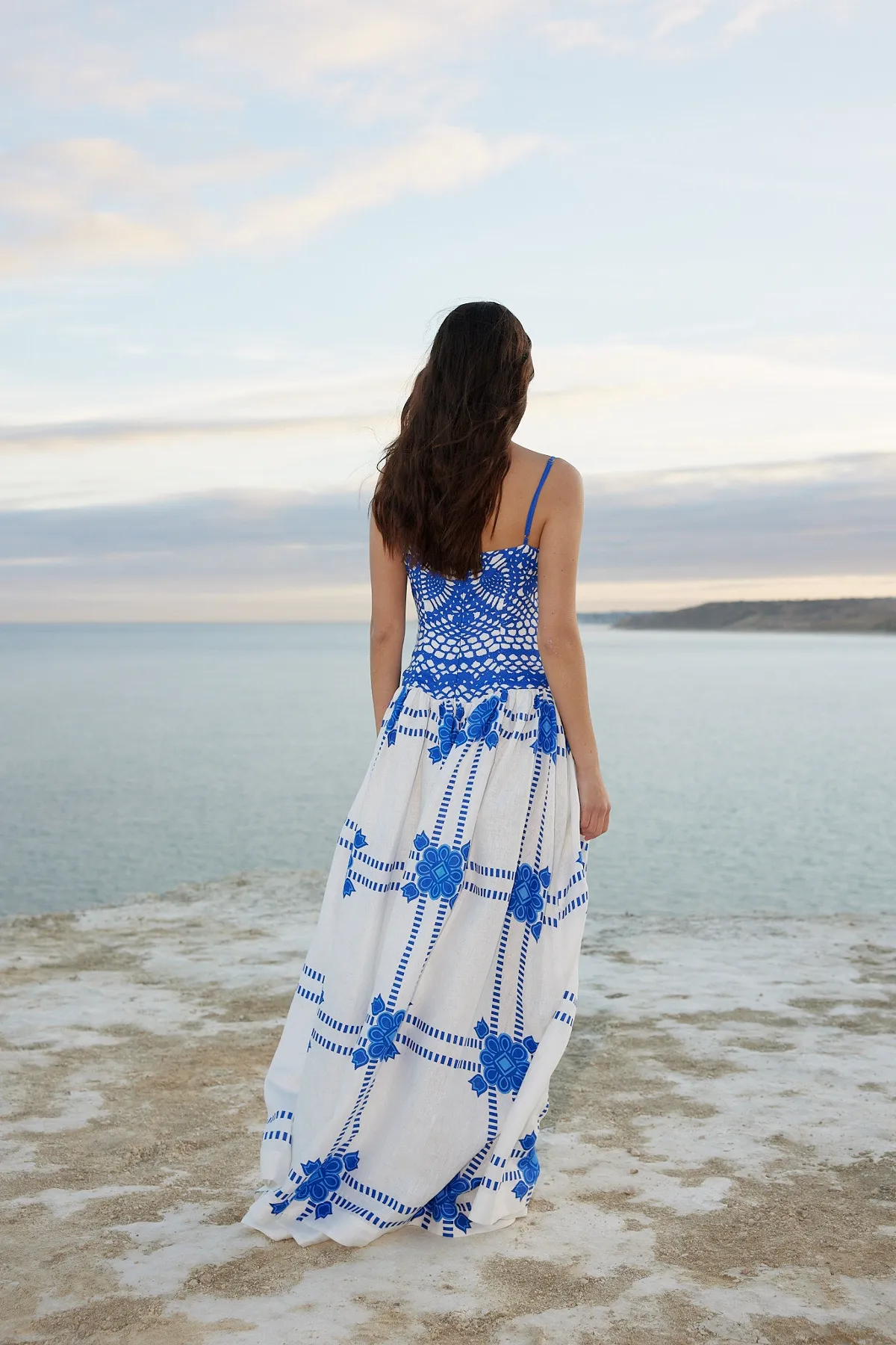 Cordelia Dress in Mediterranean/Foam