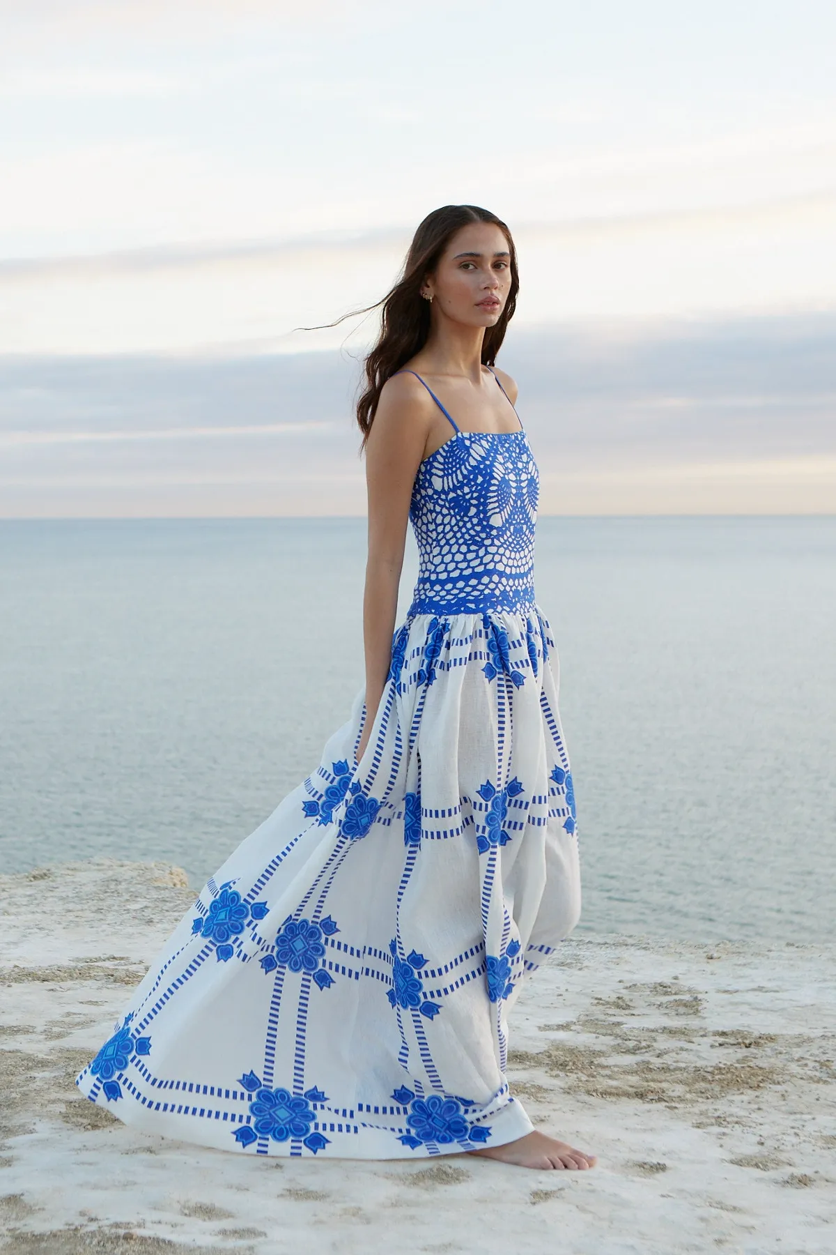 Cordelia Dress in Mediterranean/Foam