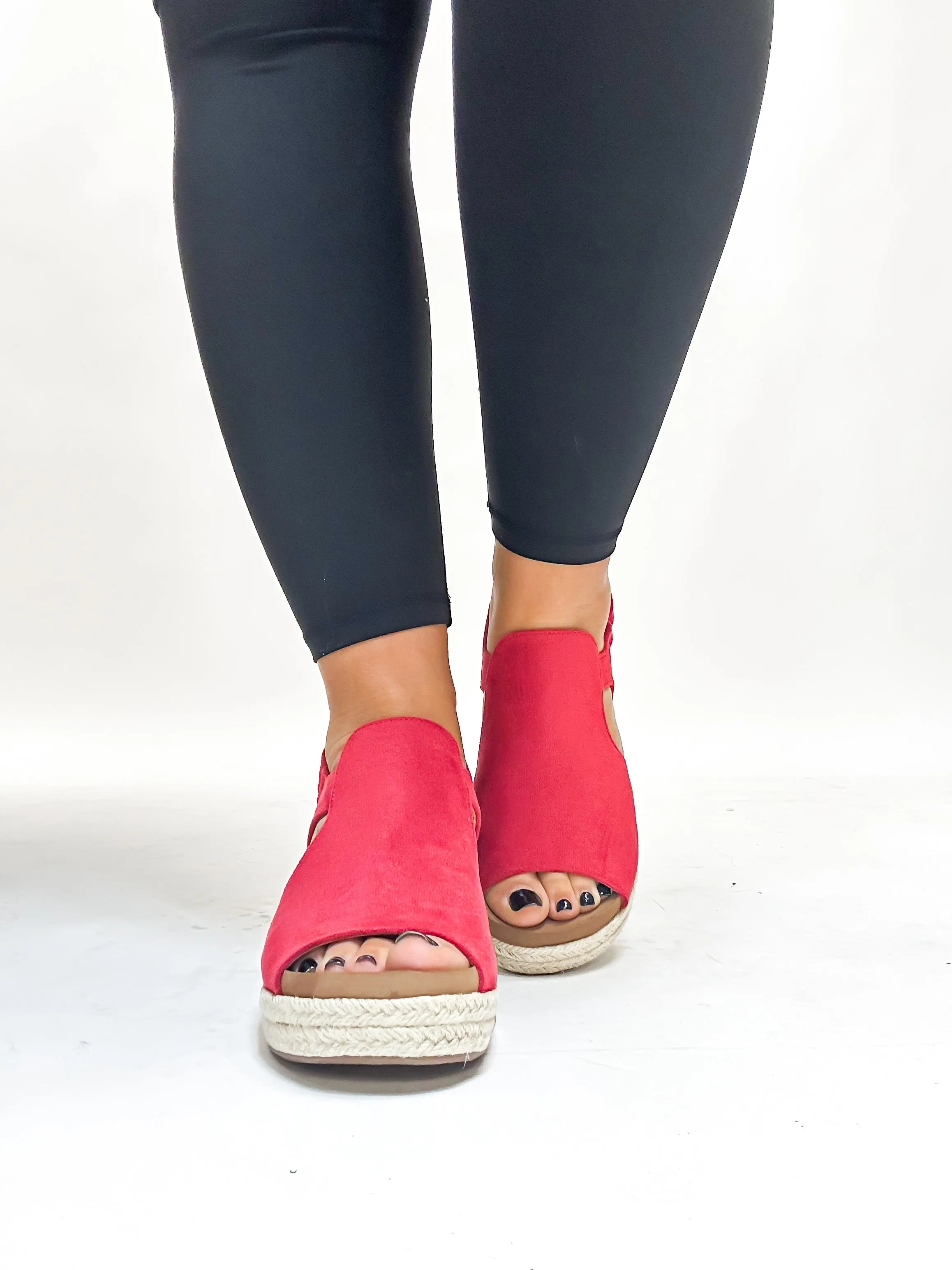 Corky's Red Faux Suede Pose Wedges