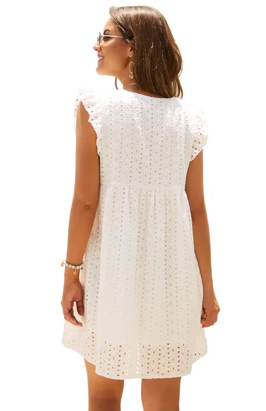 Cotton Eyelet V-neck Vacay Mini Dress
