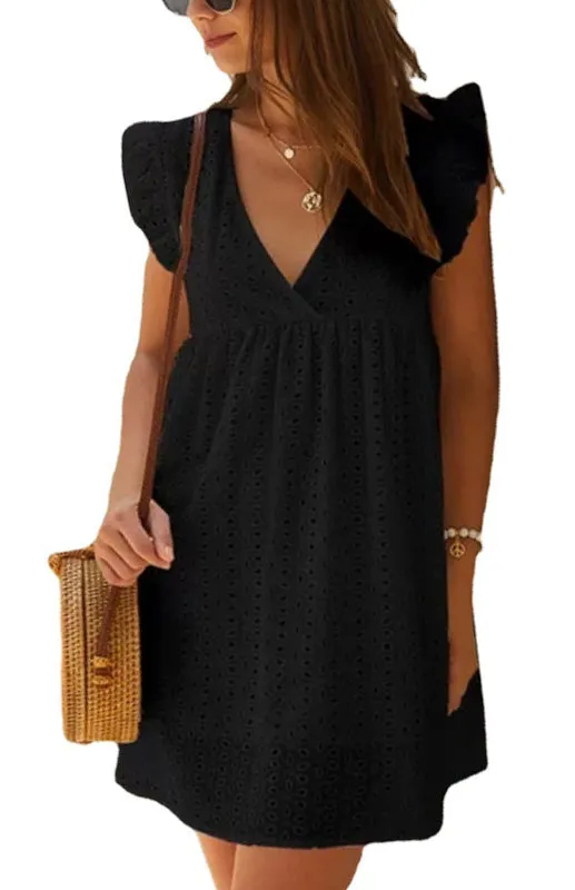 Cotton Eyelet V-neck Vacay Mini Dress