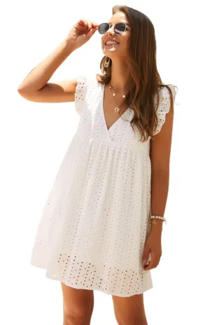 Cotton Eyelet V-neck Vacay Mini Dress