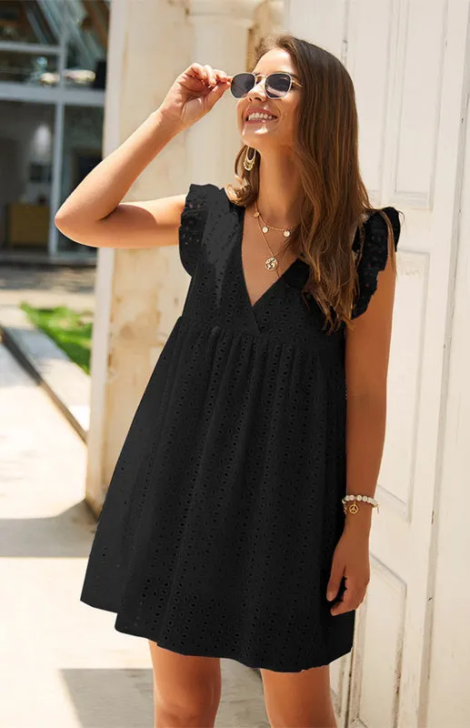 Cotton Eyelet V-neck Vacay Mini Dress