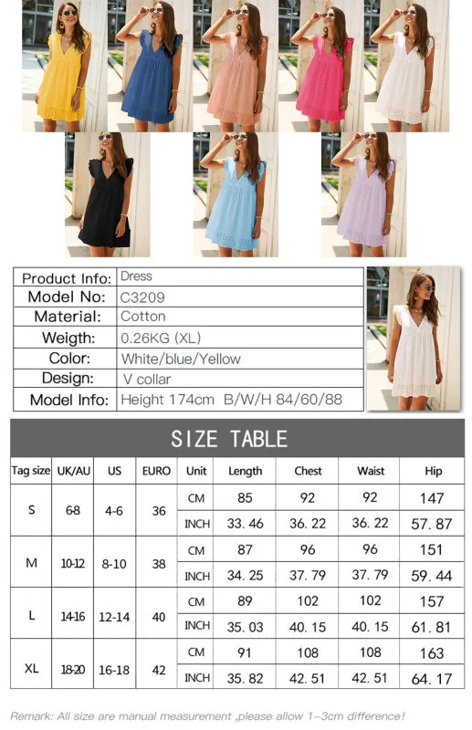 Cotton Eyelet V-neck Vacay Mini Dress
