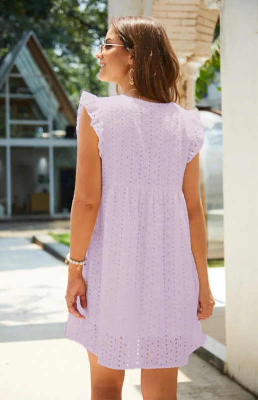 Cotton Eyelet V-neck Vacay Mini Dress
