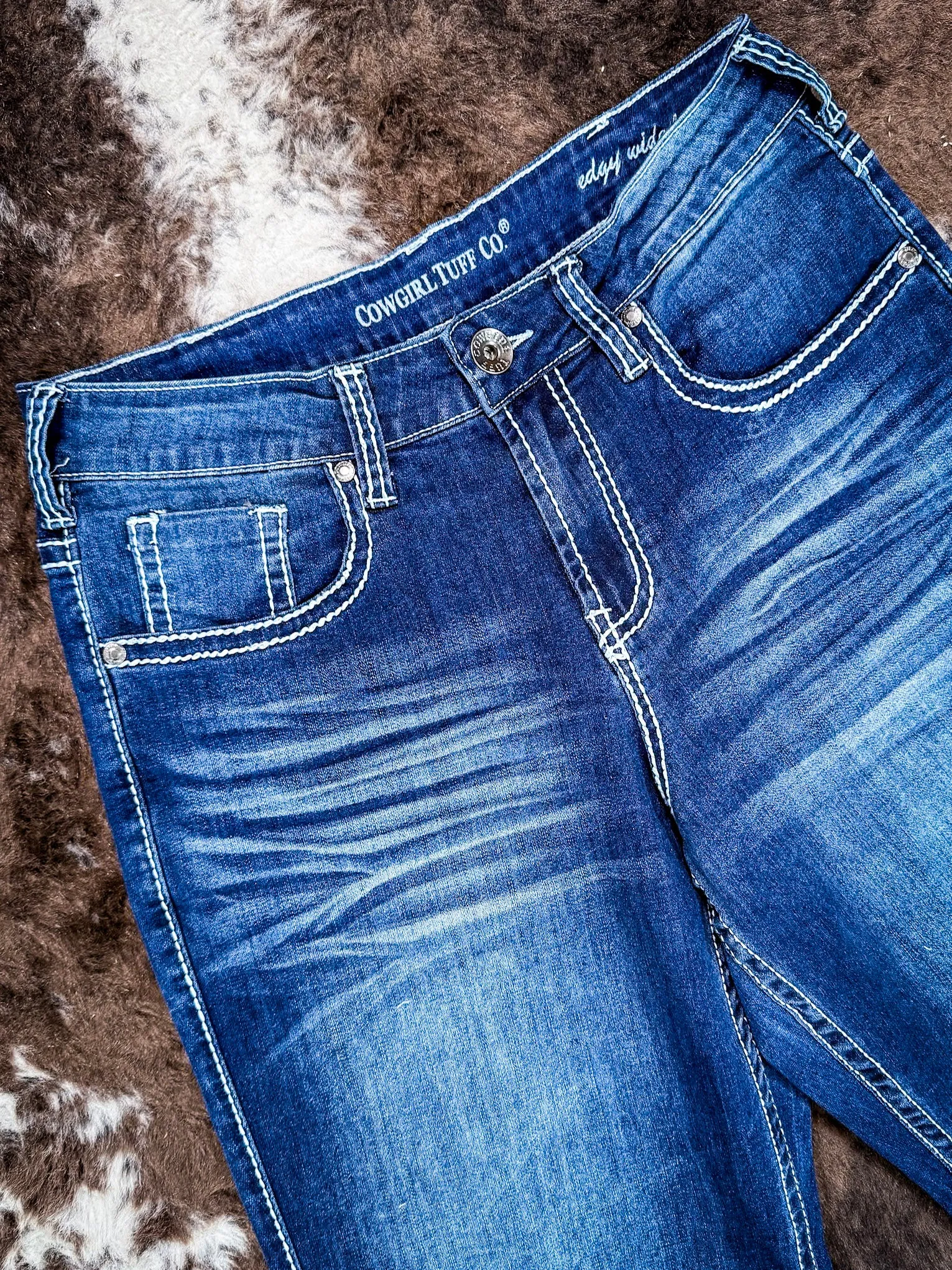Cowgirl Tuff Edgy Wide Leg Jeans