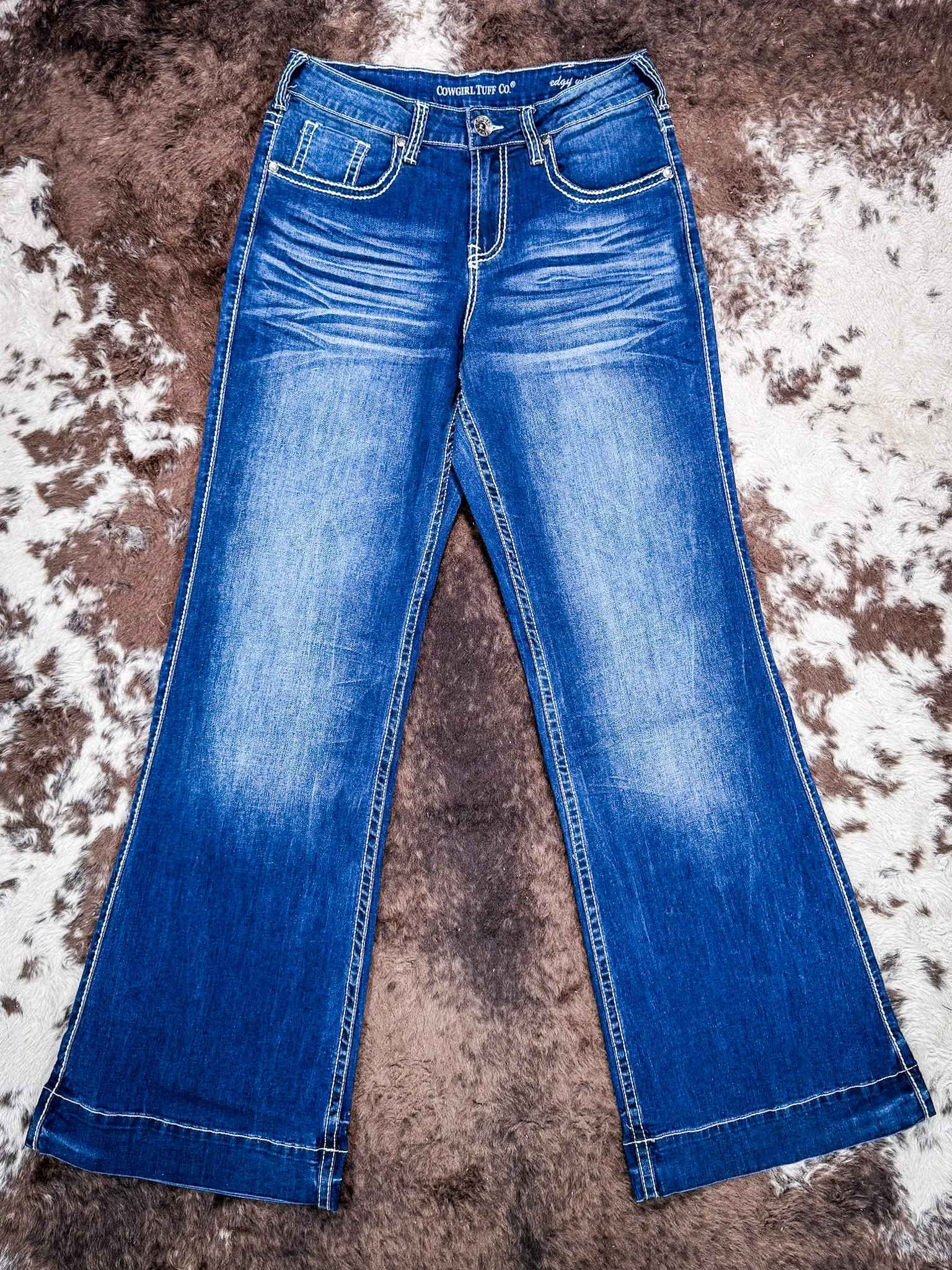Cowgirl Tuff Edgy Wide Leg Jeans