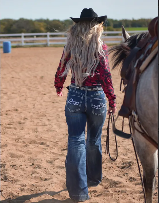 Cowgirl Tuff Edgy Wide Leg Jeans