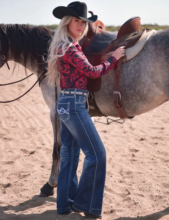 Cowgirl Tuff Edgy Wide Leg Jeans