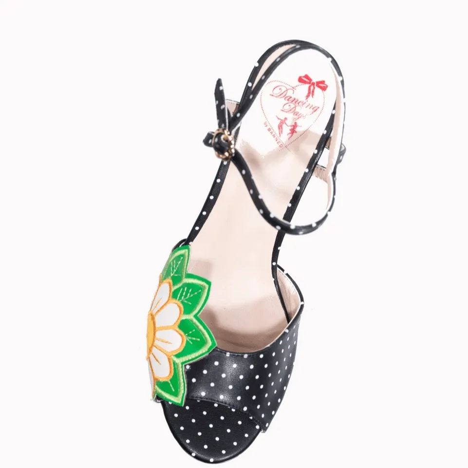 Crazy Daisy Vintage Style High Heeled Shoes By Banned Apparel