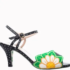 Crazy Daisy Vintage Style High Heeled Shoes By Banned Apparel