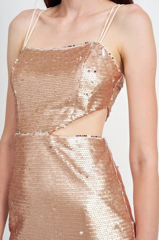 Cut Out Sequin Mini Dress