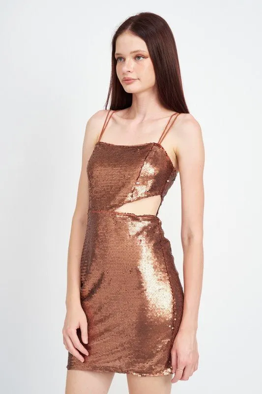 Cut Out Sequin Mini Dress