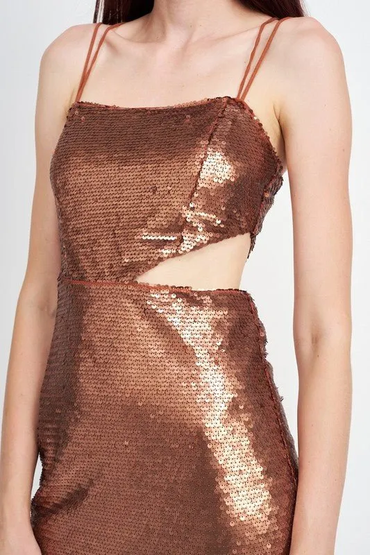 Cut Out Sequin Mini Dress