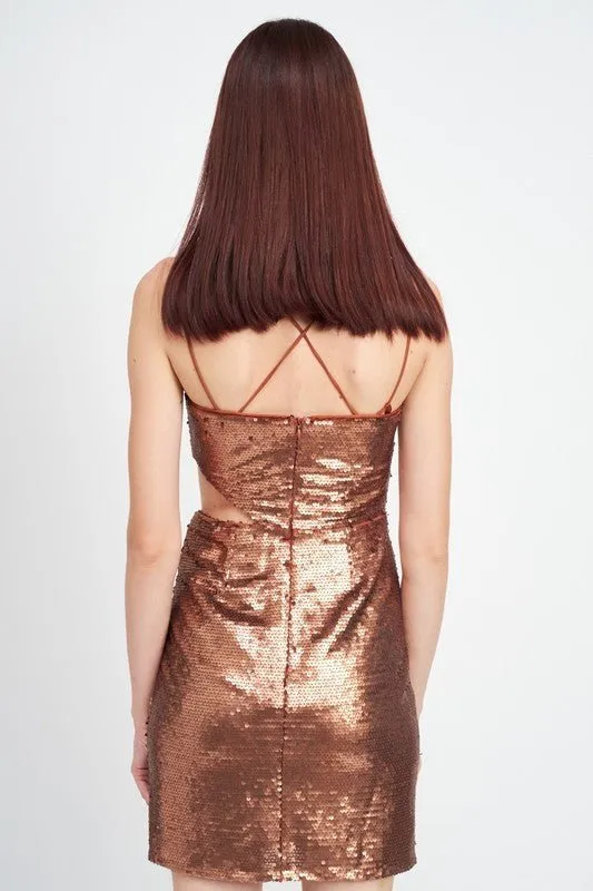 Cut Out Sequin Mini Dress