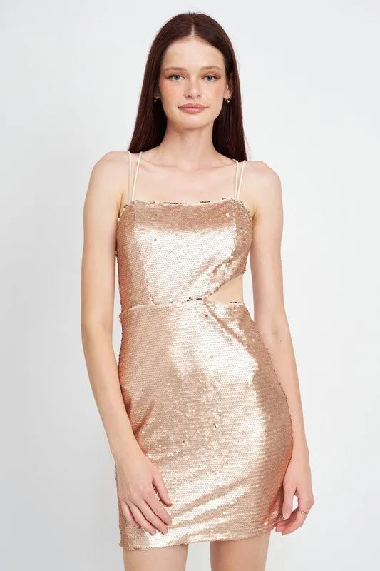 Cut Out Sequin Mini Dress