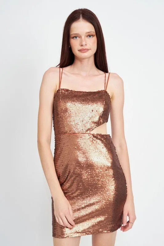 Cut Out Sequin Mini Dress