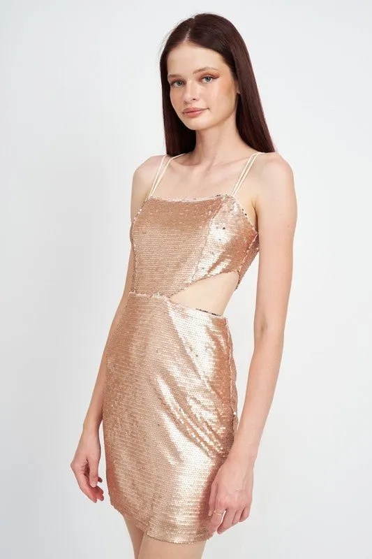 Cut Out Sequin Mini Dress