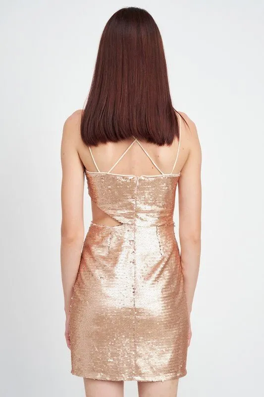 Cut Out Sequin Mini Dress
