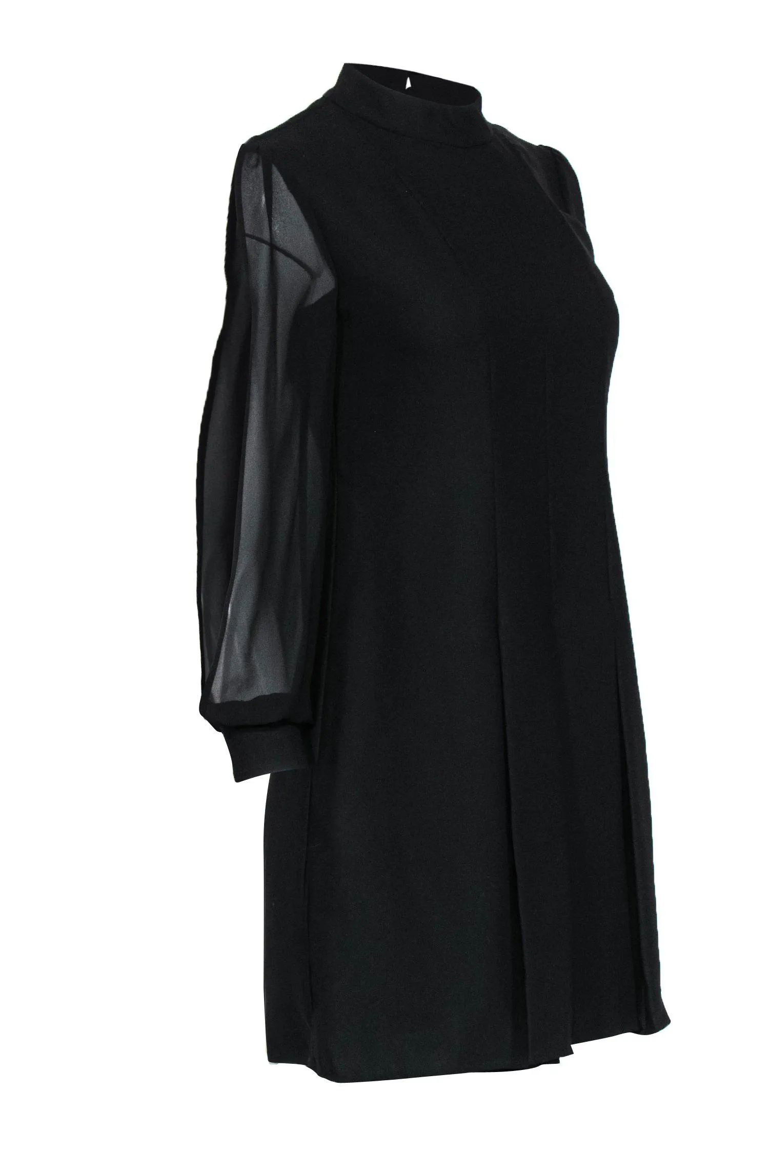 Cynthia Steffe - Black Mesh Sleeved Mini Dress w/ Pleats Sz 2