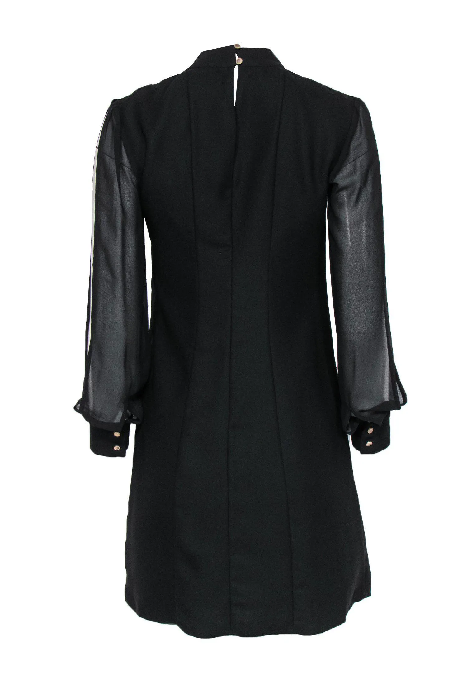 Cynthia Steffe - Black Mesh Sleeved Mini Dress w/ Pleats Sz 2