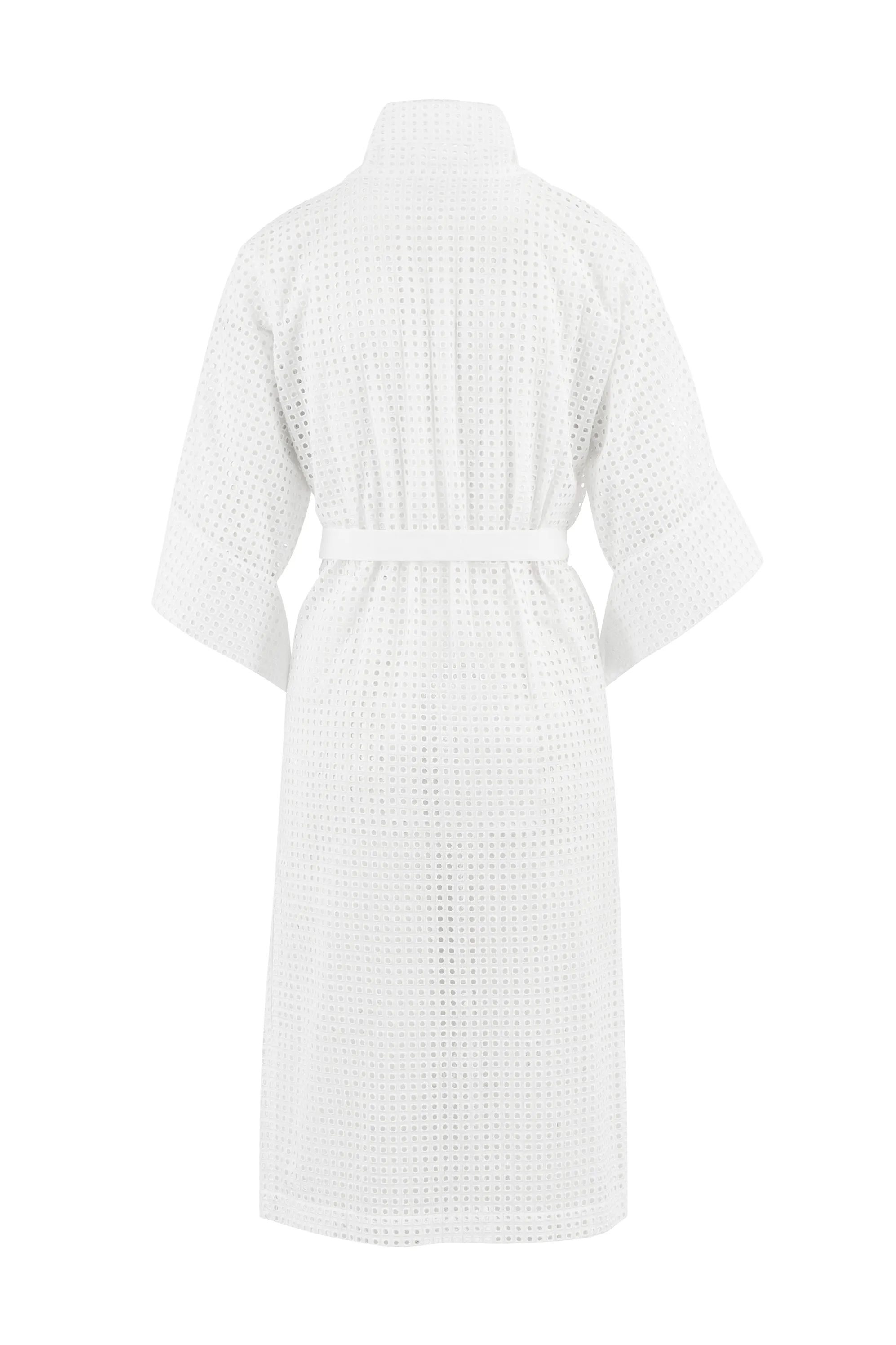 DADISCA WHITE SQUARE BRODERIE ANGLAISE COTTON-POPLIN KIMONO COVER-UP