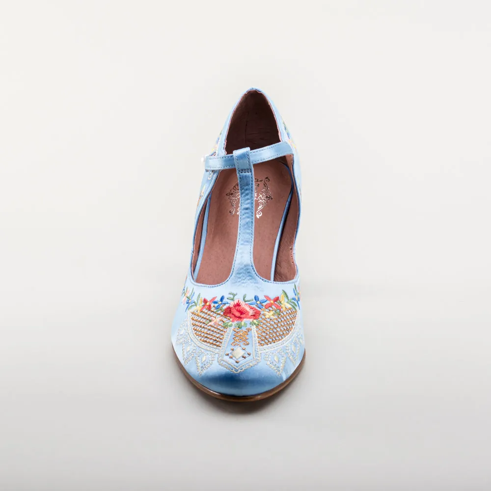 Daisy Women's Embroidered T-Straps (Blue)