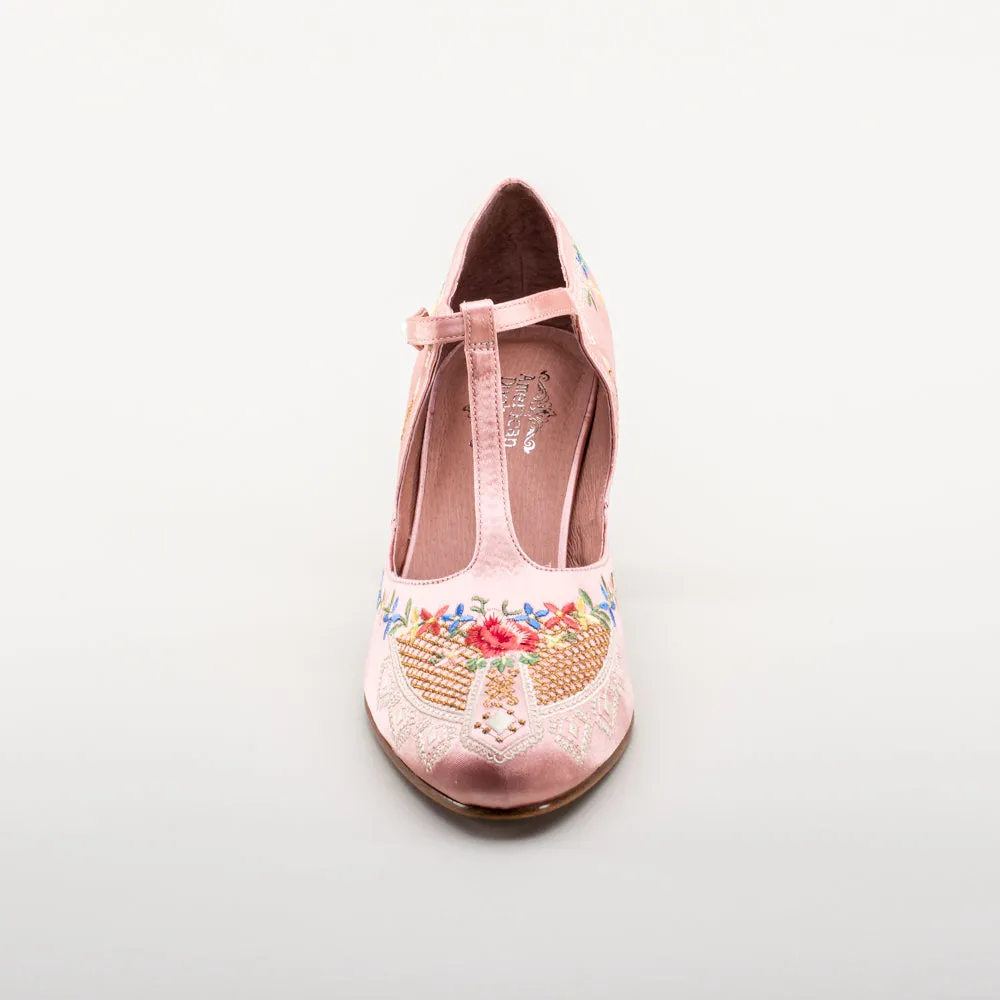Daisy Women's Embroidered T-Straps (Pink)