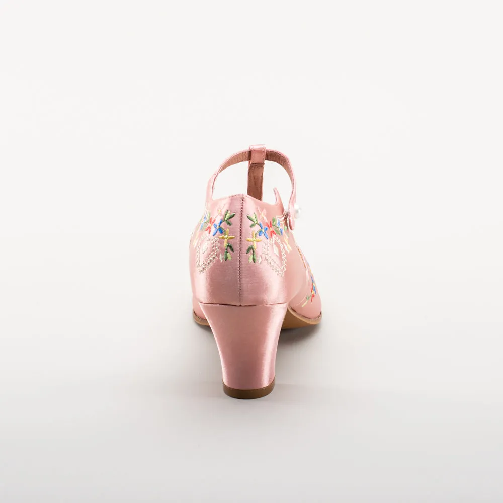 Daisy Women's Embroidered T-Straps (Pink)