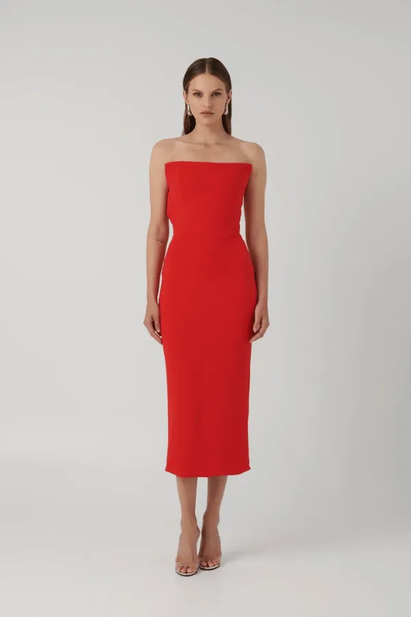 Danna Midi Dress Cherry Red
