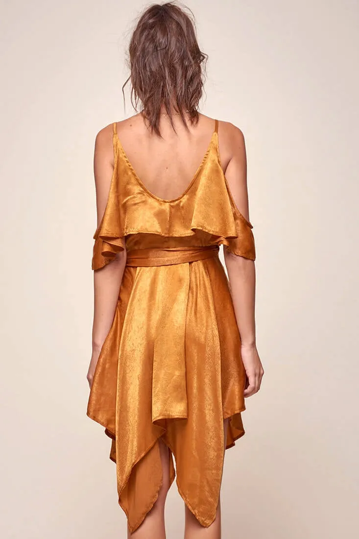 Darby Manhattan Off The Shoulder Dress Tan