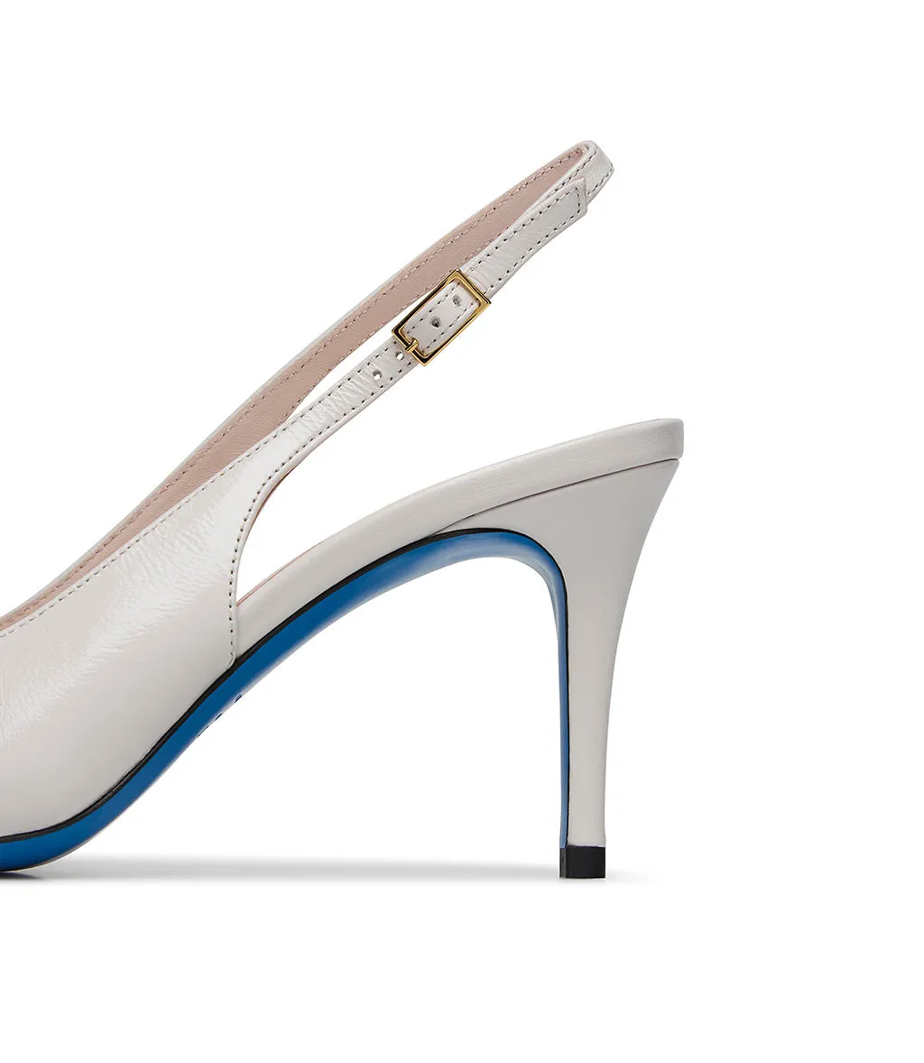 Decorative straps ofu leather slingback pumps