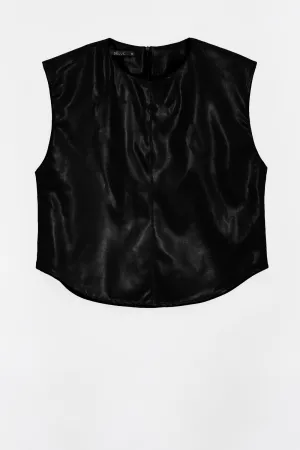 Deluc Black Sleeveless Faux Leather Top