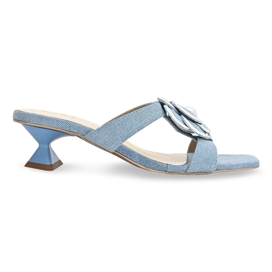Denim Flower Heel