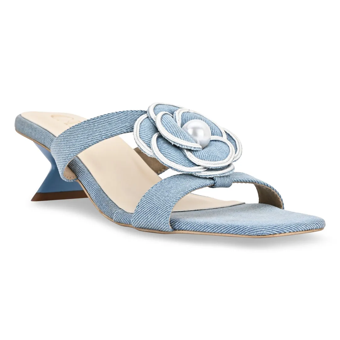Denim Flower Heel